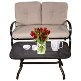 2 Pieces Patio Outdoor Cushioned Coffee Table Seat