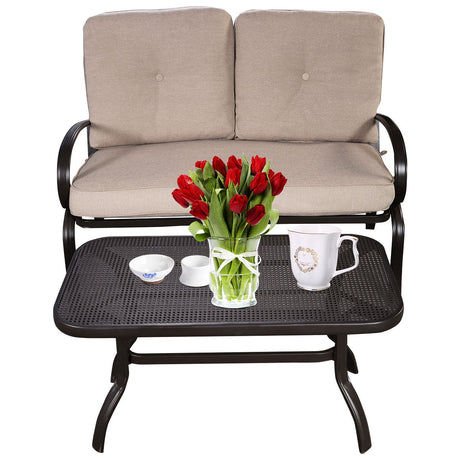2 unidades de sofá de exterior para patio con cojín y mesa de centro