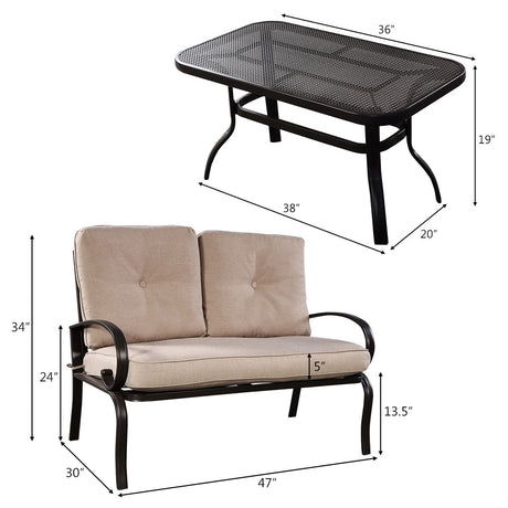 2 unidades de sofá de exterior para patio con cojín y mesa de centro