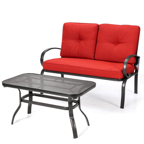 2 unidades de sofá de exterior para patio con cojín y mesa de centro