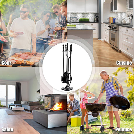 Juego de herramientas de chimenea de 5 piezas de 31 pulgadas
