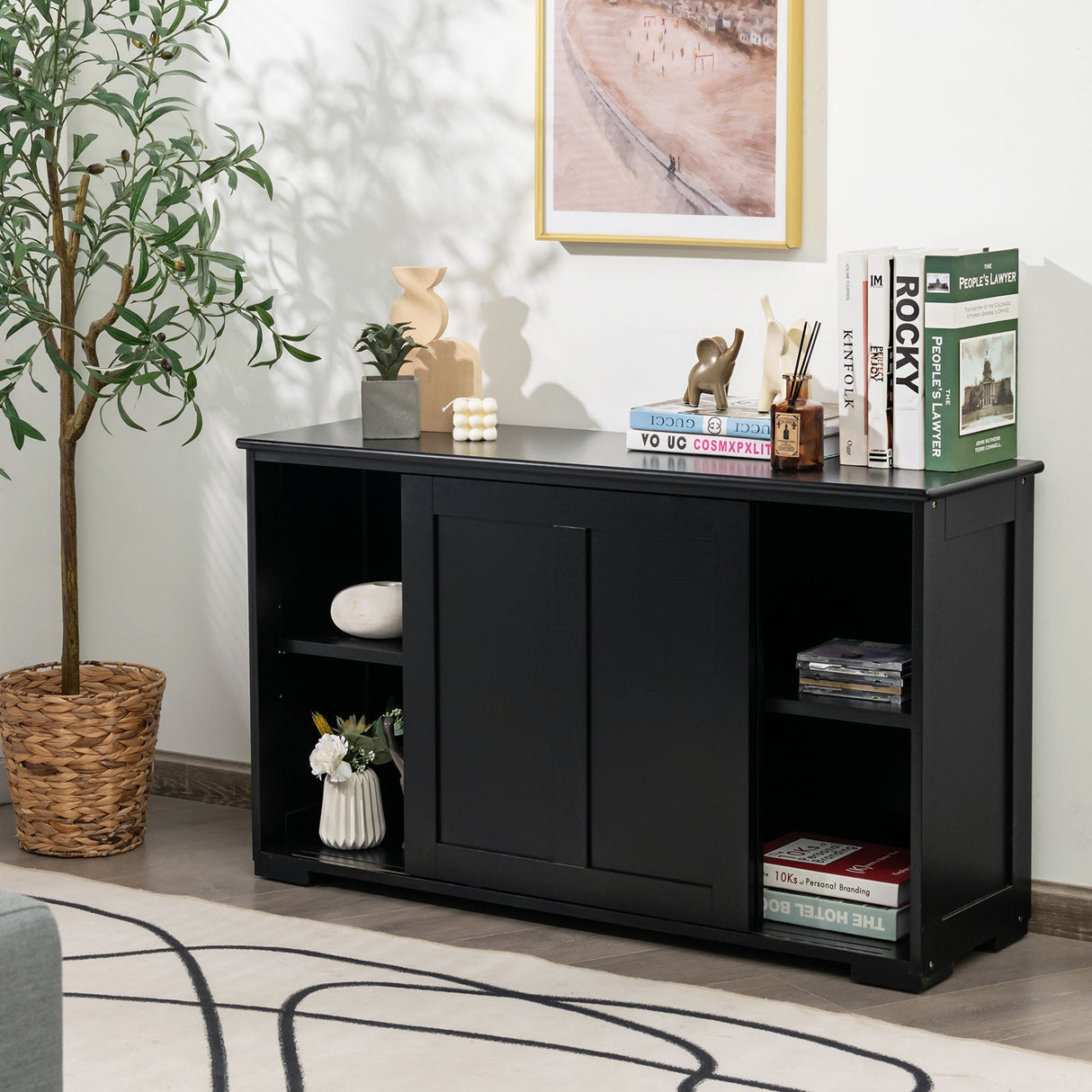 Mueble de cocina con puerta corrediza de madera