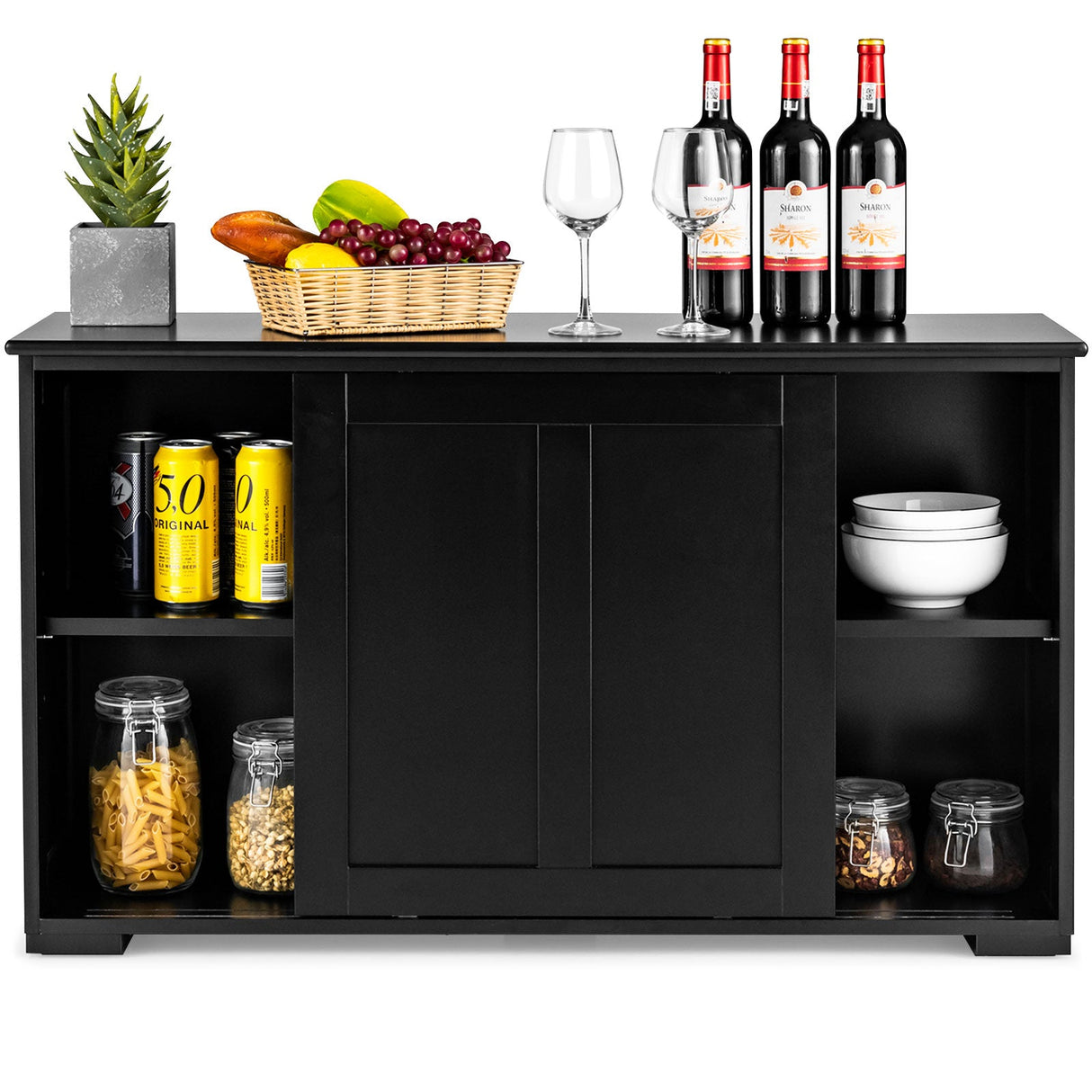 Mueble de cocina con puerta corrediza de madera