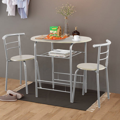 Juego de mesa de comedor de 3 piezas y 2 sillas para cocina, bistró, pub y hogar