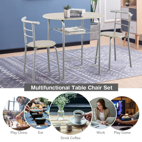 Juego de mesa de comedor de 3 piezas y 2 sillas para cocina, bistró, pub y hogar