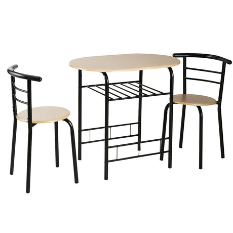 Juego de mesa de comedor de 3 piezas y 2 sillas para cocina, bistró, pub y hogar