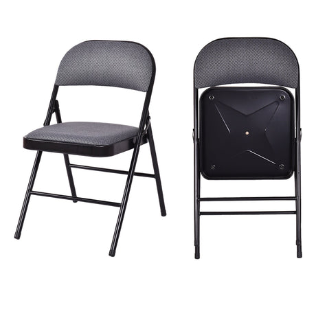 4 Pieces Fabric Upholstered Padded Seat Folding Chairs Seet