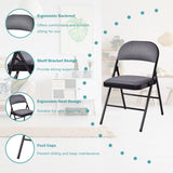 4 Pieces Fabric Upholstered Padded Seat Folding Chairs Seet