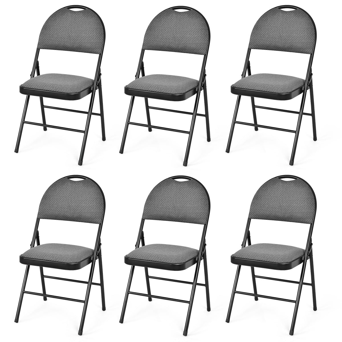 Juego de 6 sillas plegables de metal tapizadas en tela