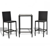 Juego de 3 piezas de mesa de comedor y taburetes de bar de ratán para exteriores