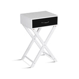 Mesa Auxiliar de Extremo con Diseño en X Moderna-Negro