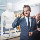Plastic Half Body Head Turn Male Mannequin with Base