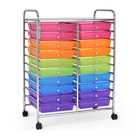 Carrito organizador de estudio con 20 cajones y ruedas - Multicolor