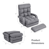 Folding Lazy Floor Chair Sofa with Armrests and Pillow