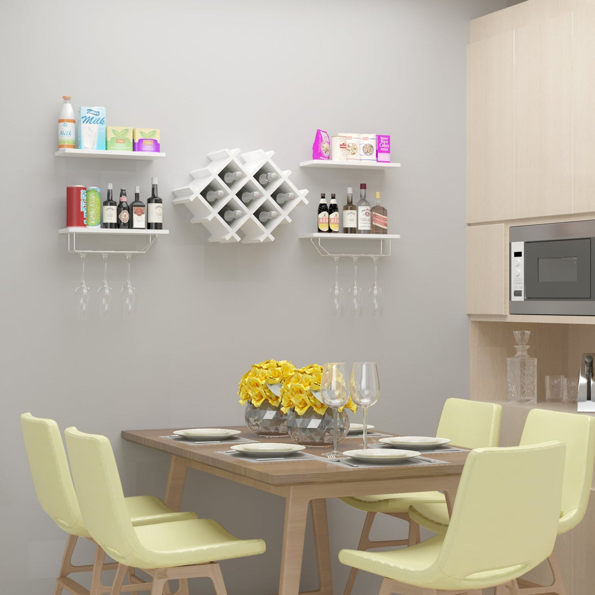 Juego de 5 botelleros de pared con estantes de almacenamiento