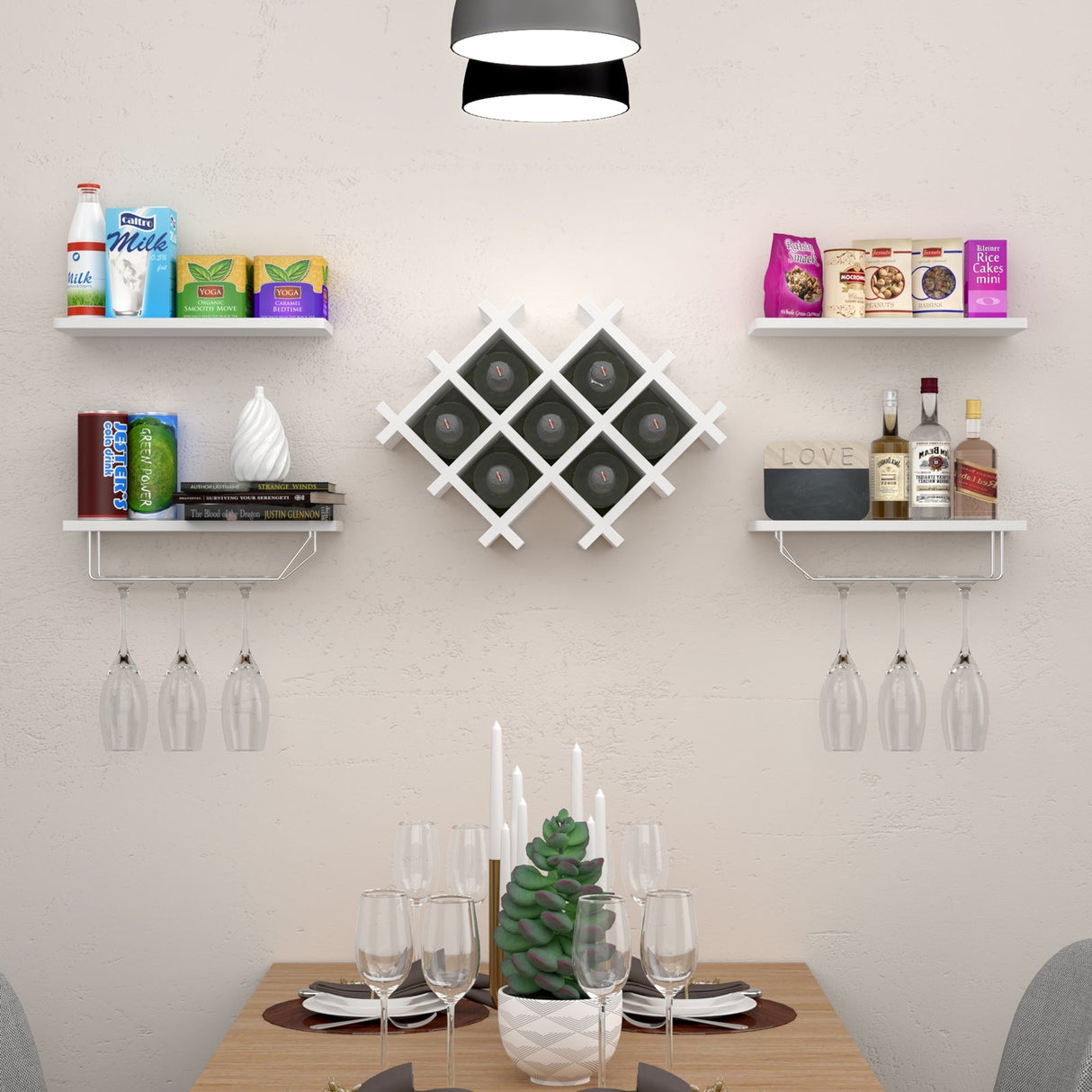 Juego de 5 botelleros de pared con estantes de almacenamiento