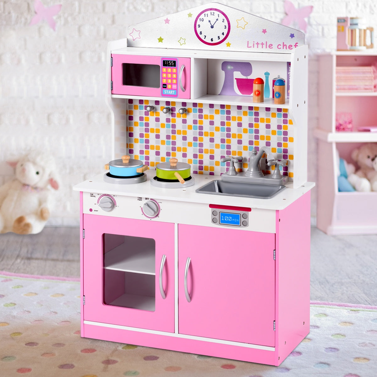Juego de ollas y sartenes de madera para niños
