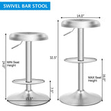 Modern Swivel Adjustable Height Bar Stool with Footrest for Pub Bistro Kitchen Dining
