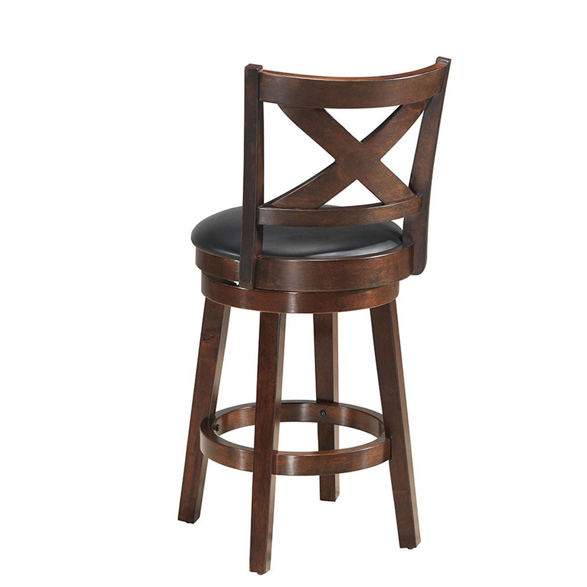 Taburete de bar giratorio con respaldo en X y asiento tapizado en PVC a la altura del mostrador