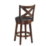 Taburete de bar giratorio con respaldo en X y asiento tapizado en PVC a la altura del mostrador