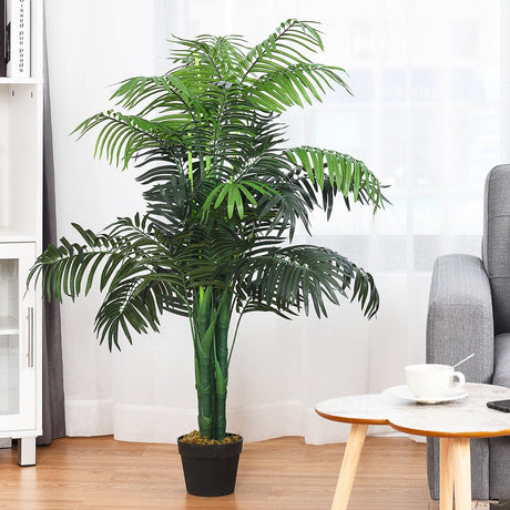 Palmera Areca artificial de seda decorativa de 3,5 pies con cesta