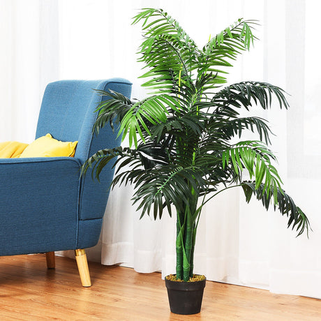 Palmera Areca artificial de seda decorativa de 3,5 pies con cesta