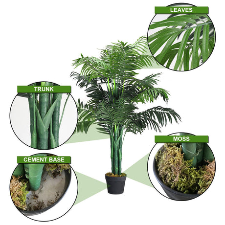 Palmera Areca artificial de seda decorativa de 3,5 pies con cesta