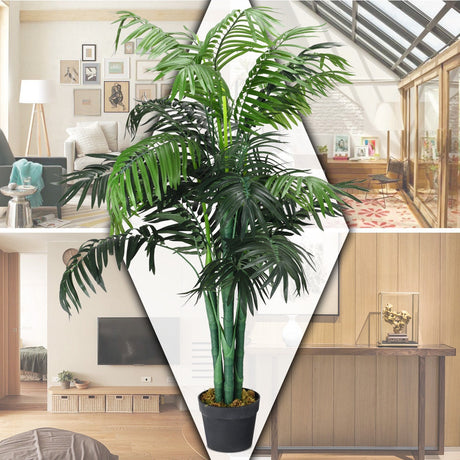 Palmera Areca artificial de seda decorativa de 3,5 pies con cesta