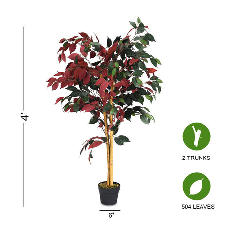 Ficus artificial de 1,2 m de alto con maceta de vivero