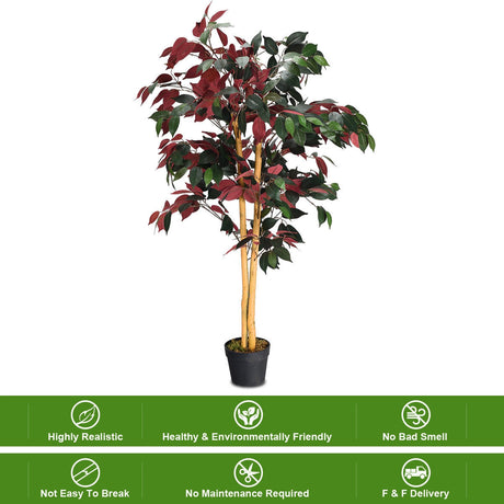 Ficus artificial de 1,2 m de alto con maceta de vivero