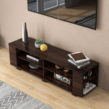 Mueble de TV de madera para almacenamiento de consolas y equipos multimedia de 59 pulgadas - Nogal