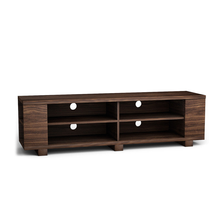 Mueble de TV de madera para almacenamiento de consolas y equipos multimedia de 59 pulgadas - Nogal