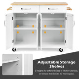 Wood Top Rolling Kitchen Trolley Island Cart Storage Cabinet