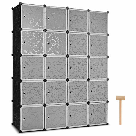 Organizador de Almacenamiento de Cubos de Plástico de Bricolaje de 20 Cubos con Puertas