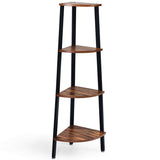 4-Tier Corner Shelf Metal Storage Rack Domestic Bookcase