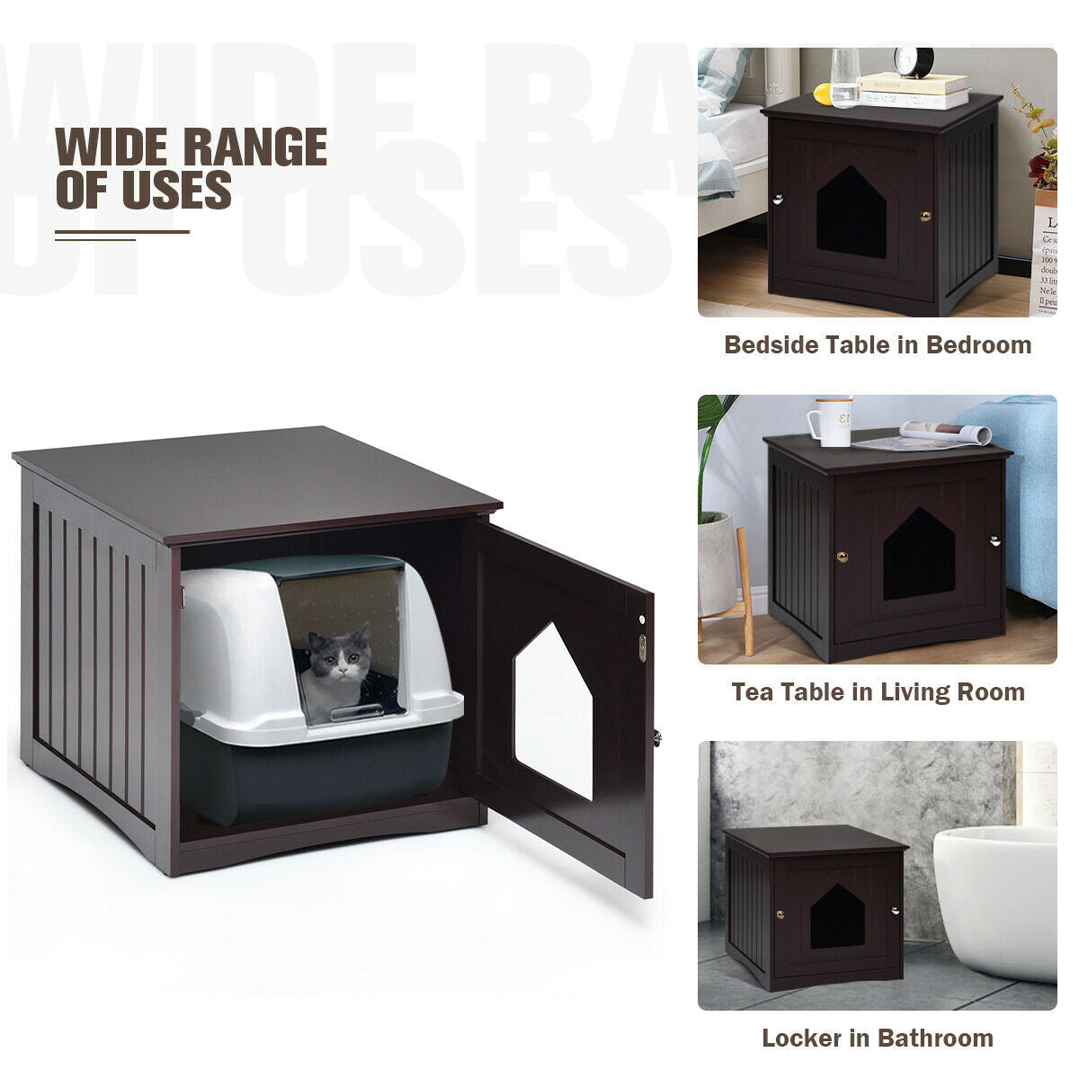 Mesa auxiliar de noche, resistente a la intemperie, casa de gato multifunción