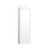 Armario joyero con espejo y 5 luces LED, cerradura y 6 cajones - Blanco