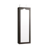 Gabinete para joyas tipo armario con espejo y cerradura de 5 LED y 6 cajones - Marrón