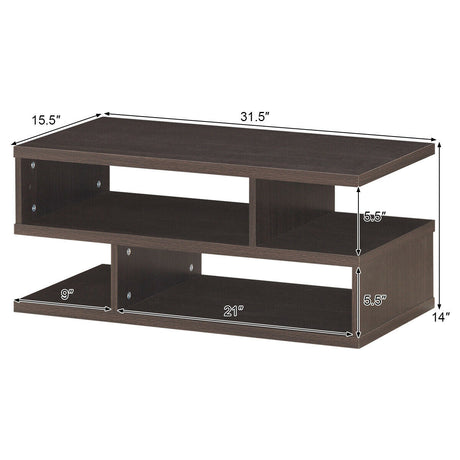 Mesa de centro rectangular moderna de 3 niveles con estante de almacenamiento