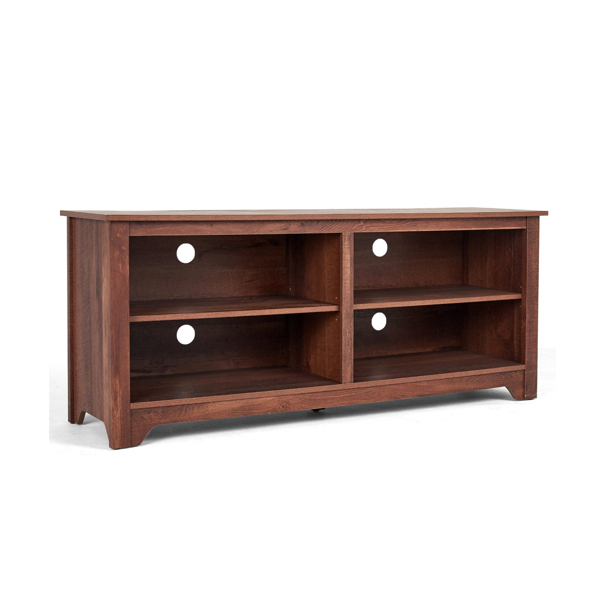 Mueble para TV de madera de 58 pulgadas para televisores de hasta 65 pulgadas con 4 estantes de almacenamiento abiertos