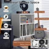 Mueble para tocadiscos independiente, armario para discos con patas de metal - blanco