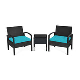 Juego de 3 piezas de muebles de patio de ratán para conversación con cojines de asiento
