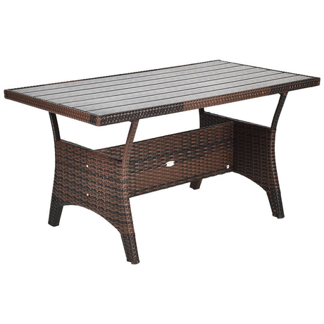 Juego de sofá de jardín de ratán sintético tejido a mano de 3 piezas con mesa de comedor