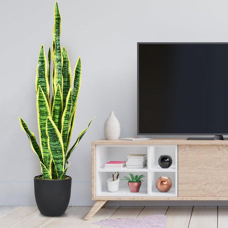 Planta artificial de serpiente sintética para decoración de interiores y exteriores de 35,5 pulgadas