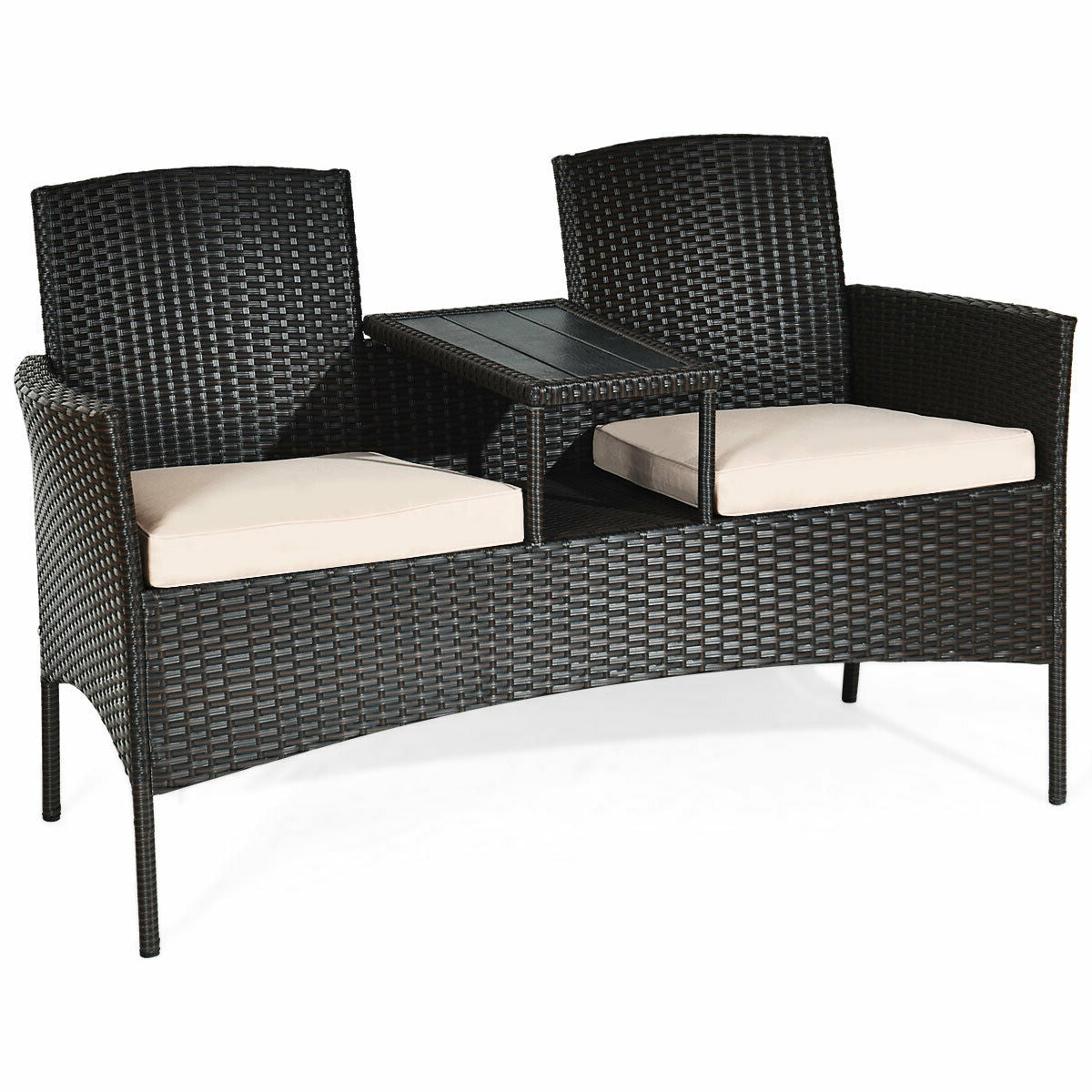 Juego de conversación moderno para patio con mesa de centro integrada y cojines