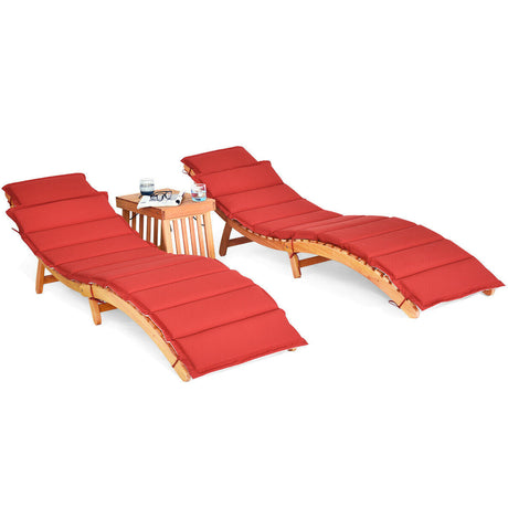 Juego de 3 Sillas Plegables de Teca para Patio con Mesa Lateral Plegable