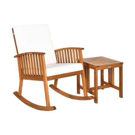 Juego de 2 mecedoras y mesa de patio de madera de acacia