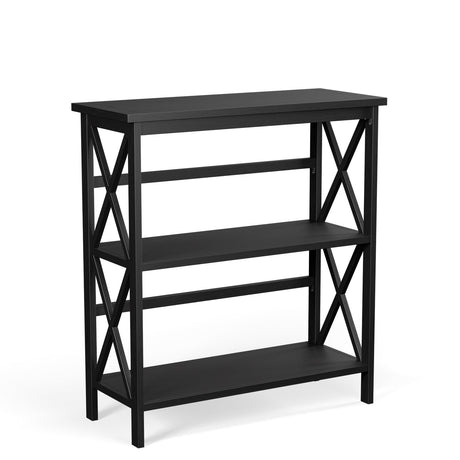 Estantería de Almacenamiento Etagere Multifuncional de Madera de 3 Niveles con Diseño en X