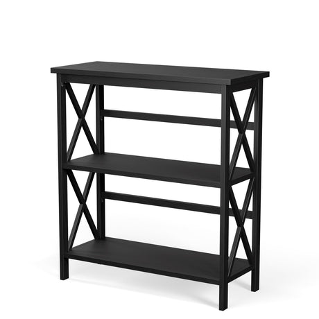Estantería de Almacenamiento Etagere Multifuncional de Madera de 3 Niveles con Diseño en X