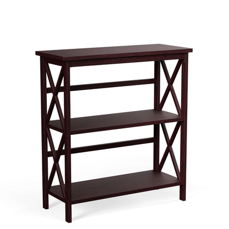 Estantería de Almacenamiento Etagere Multifuncional de Madera de 3 Niveles con Diseño en X